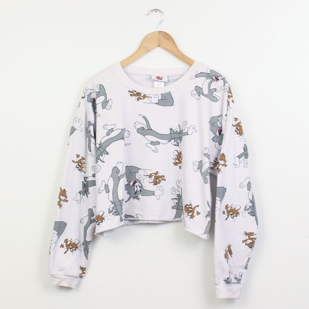 Tom And Jerry Sweatshirt Long Sleeve Cropped (Youth)